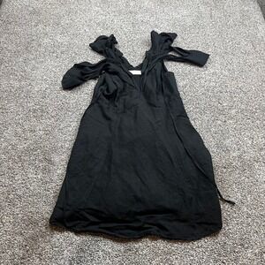 ASTR The Label‎ Dress Womens M Black Linen Blend V Neck Tie Strap Mini